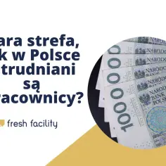 Szara strefa w Polsce. Stos banknotów 100 zł obok pytania o zatrudnianie pracowników.